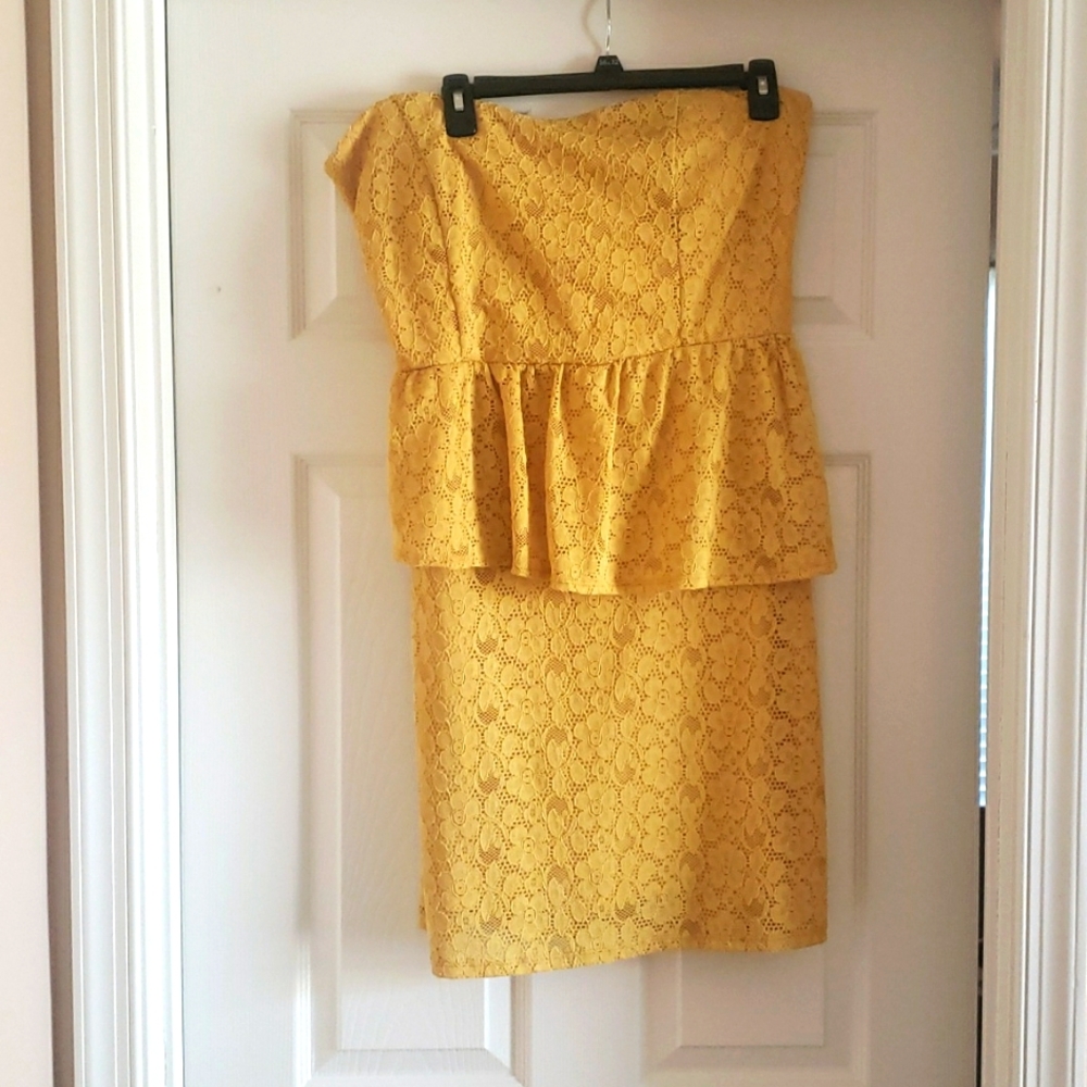 Yellow Fashion to Figure Strapless Dress 2x